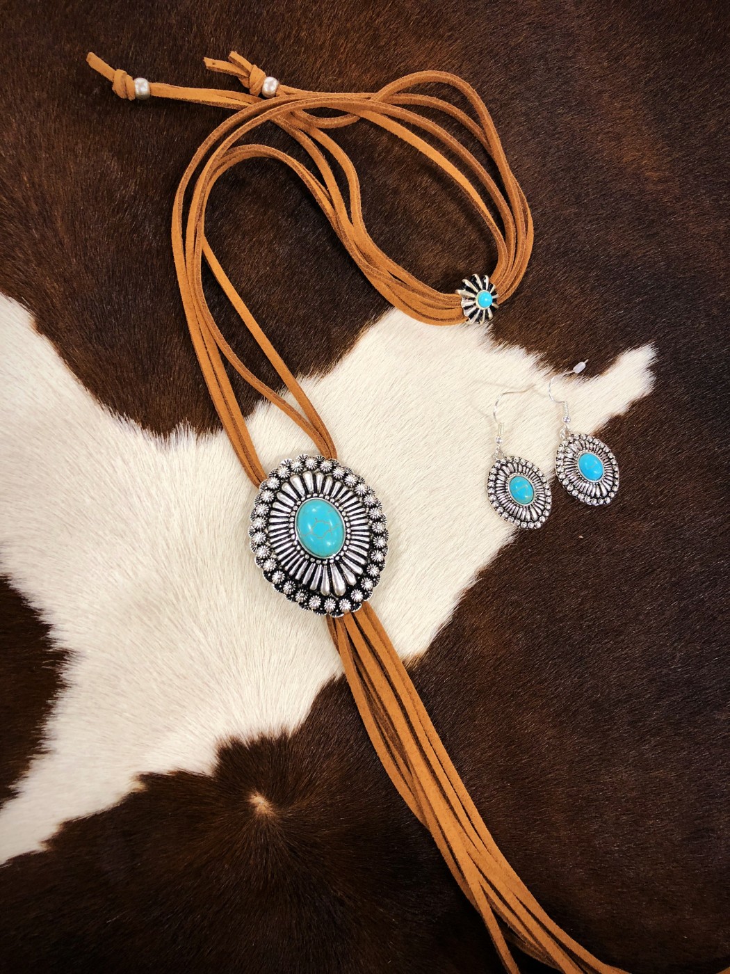 Western Turquoise Concho & Suede Necklace Set | Ale Accessories