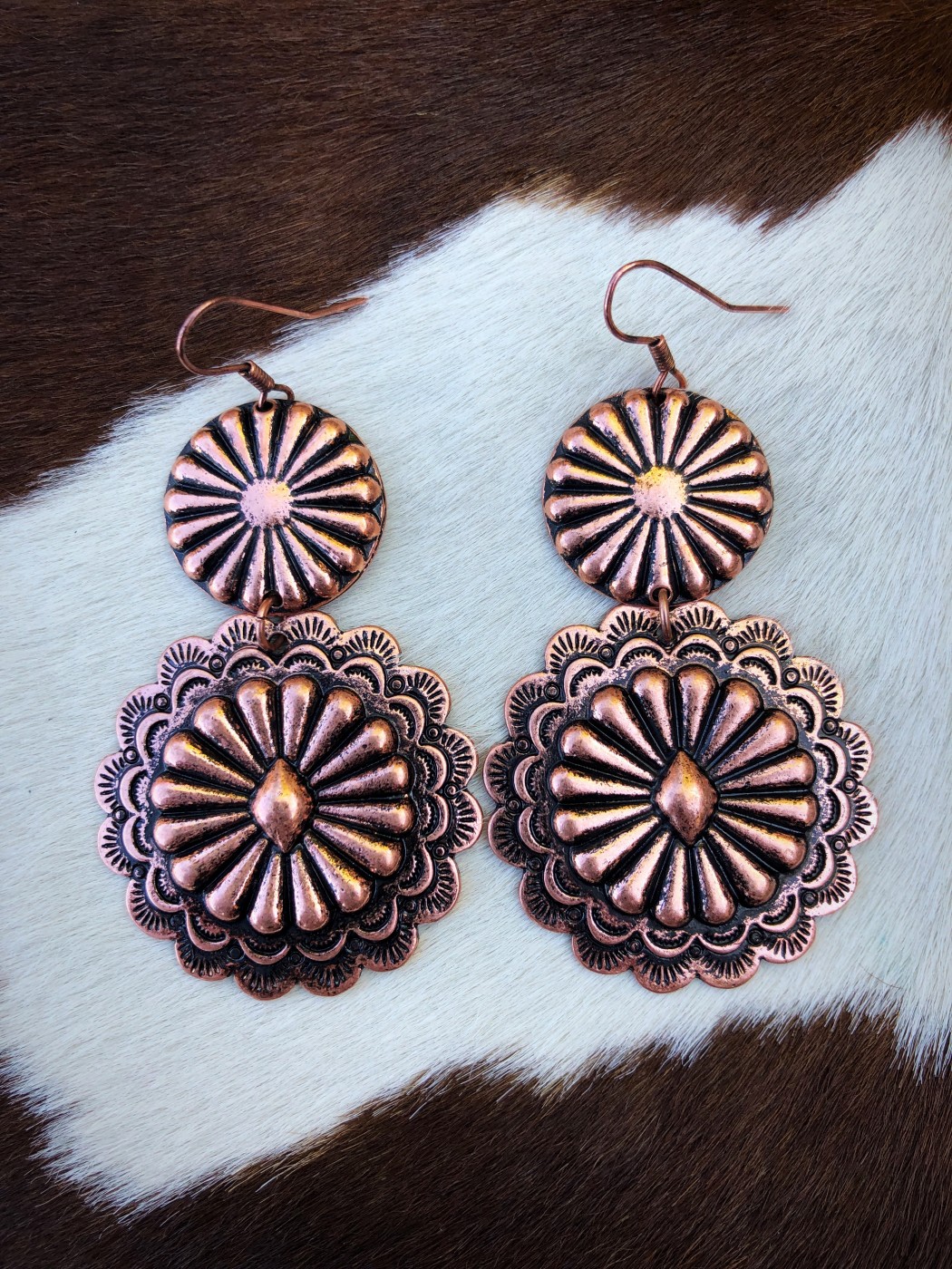 Western Concho Earrings ( Antique Copper ) Ale Accessories