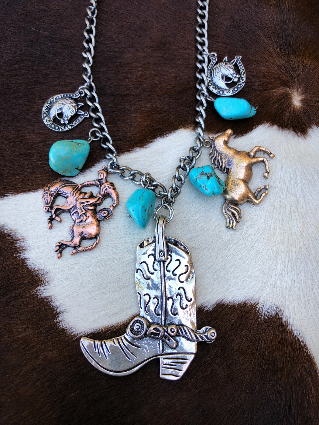 Kelly ” Western Boot Charm Necklace ( Turquoise ) | Ale Accessories