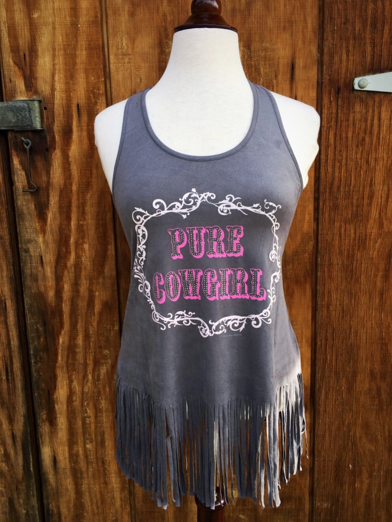 Pure Cowgirl Fringe & Faux Suede Shiiet ( Gray )