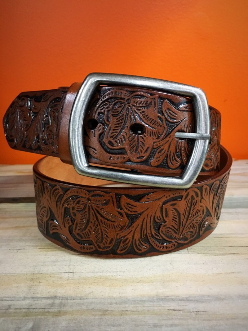 The Perfect Belt ” Floral Tooled & 100 % Leather Belt ( Honey ) | Ale ...