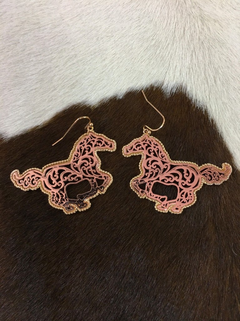 ROSE GOLD HORSE CUT OUT EARRINGS