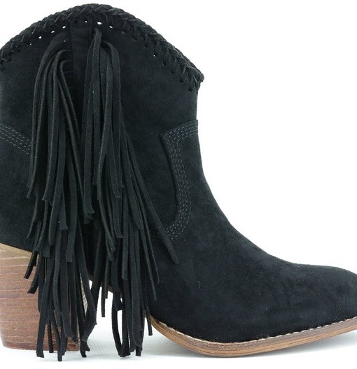 black fringe western boots