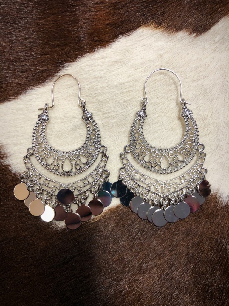 silver coin drop earrings