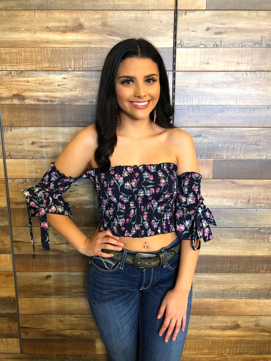 floral smocked top