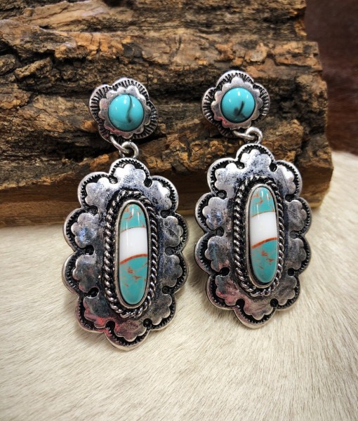 Alabama ” Western Color Fun Earrings ( Turquoise ) | Ale Accessories