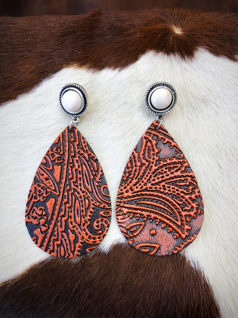 TOOLED LEATHER EARRINGS