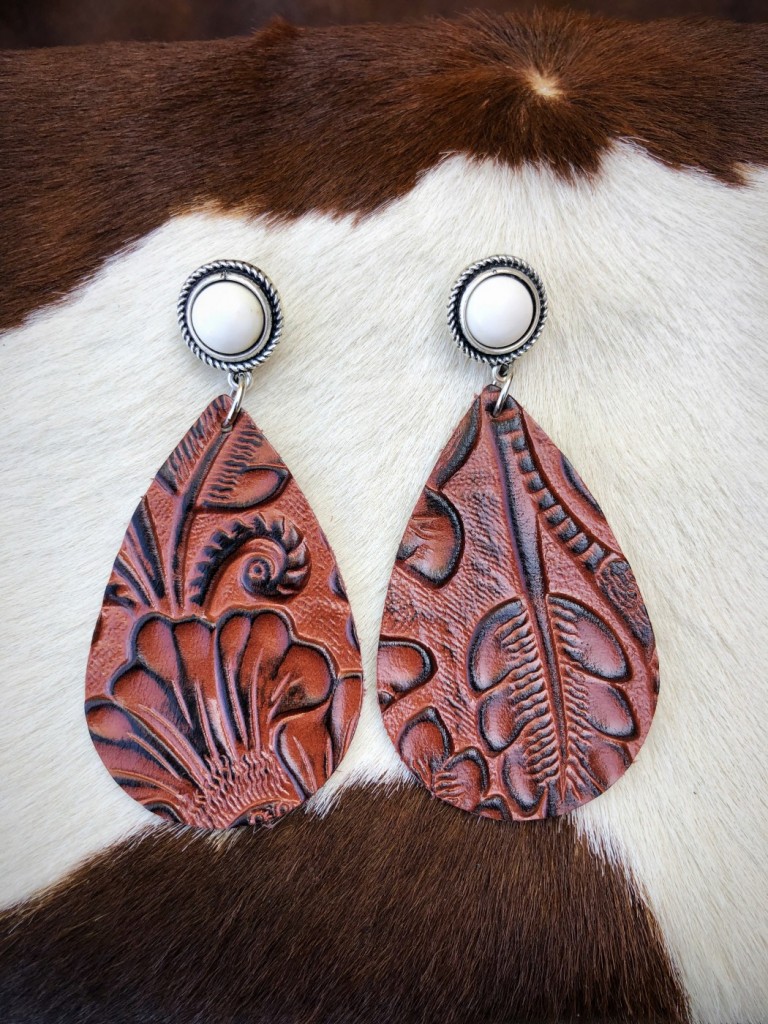 tooled leather earrings