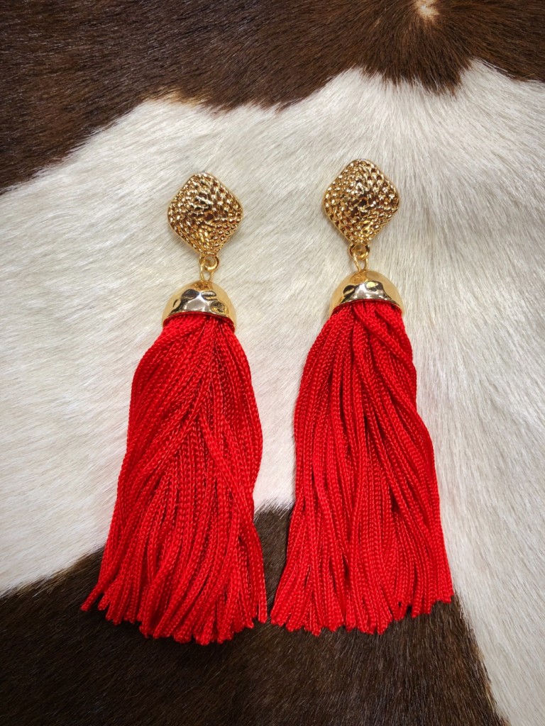 ” Janet ” Tassel Earrings ( Red )