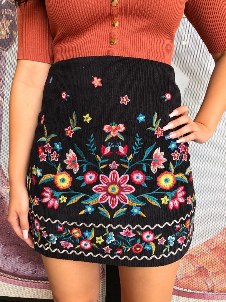 embroidery mini skirt