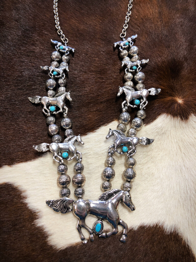 ” Wild Horse ” Western Necklace ( Silver / Turquoise )