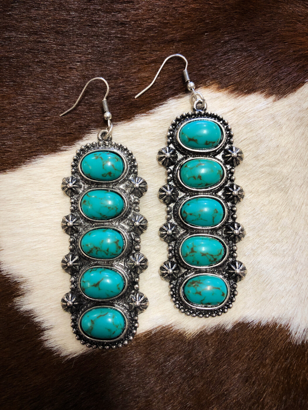 Item #983R- XLG Zuni Turquoise Snake Eyes Double Hoop Cluster Sterling  Silver Dangle Earrings by Waylon Johnson —Authentic Turquoise Earrings ~  Native American Turquoise Earrings