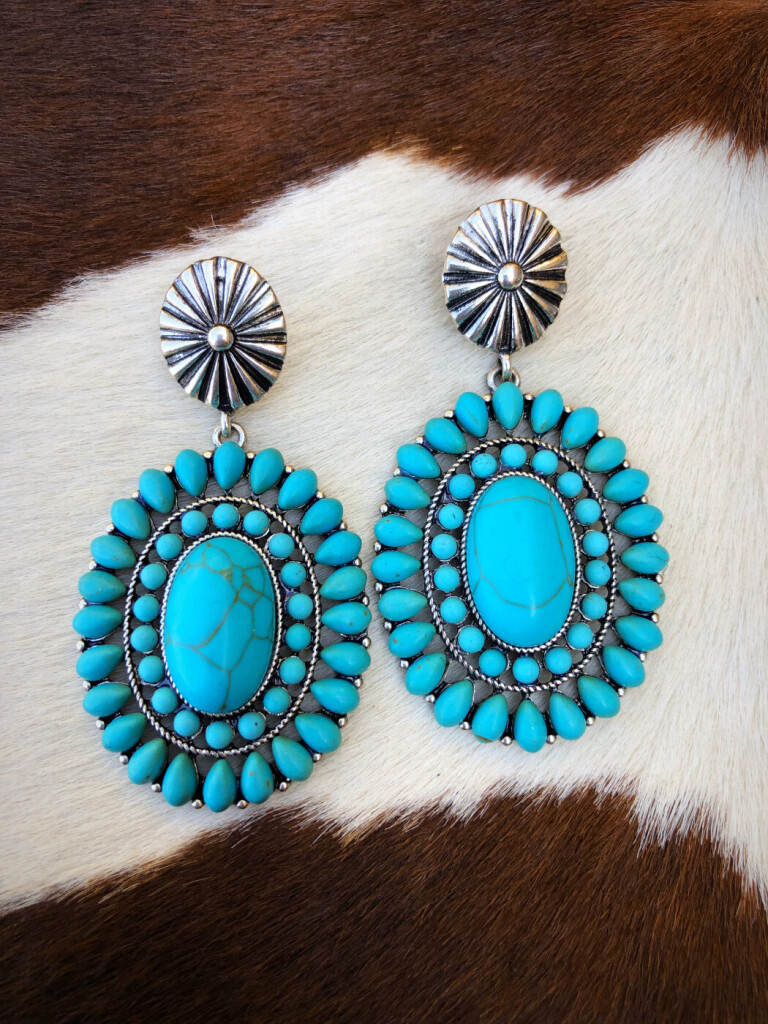 ” Debby ” Western Concho Earrings ( Turquoise )