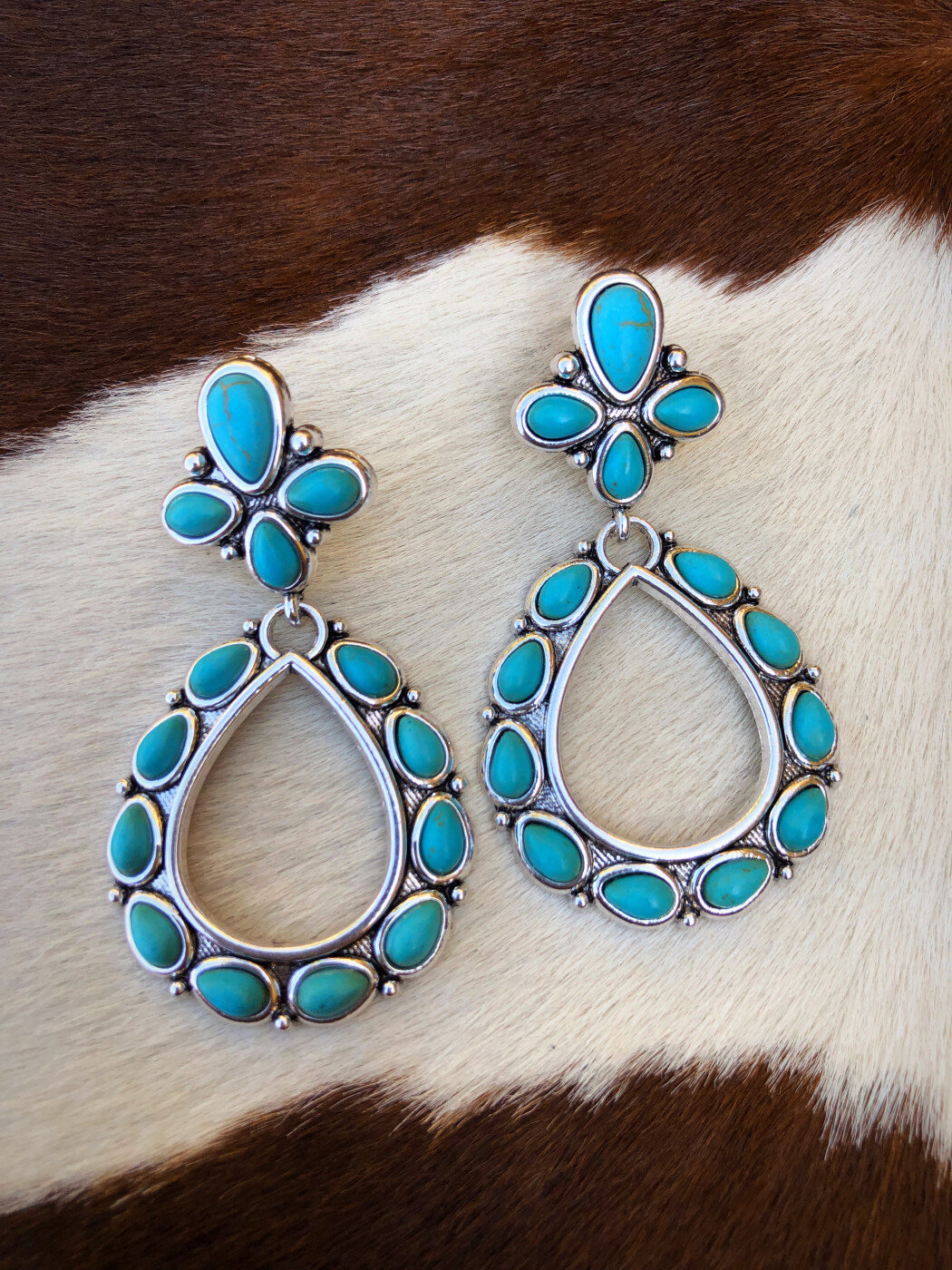 Samantha ” Western Teardrop Earrings ( Turquoise ) – Ale Accessories