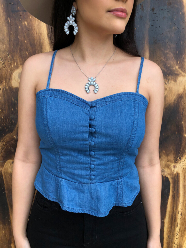 denim spaghetti strap top