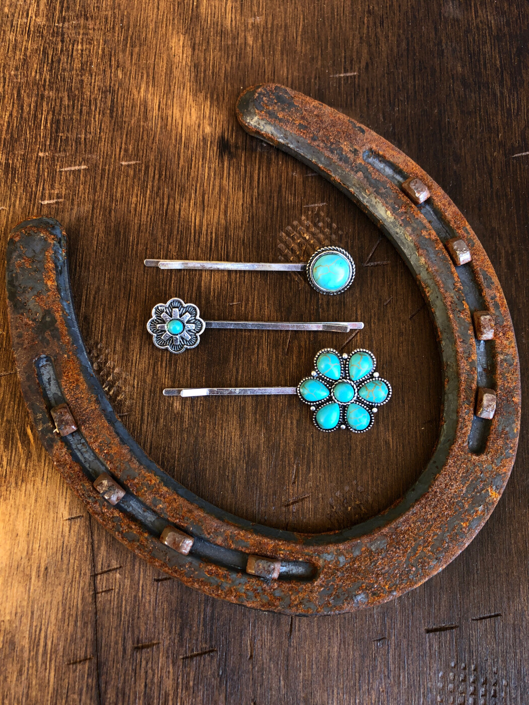 Karen ” Western Hair Pins ( Turquoise / Antique Silver ) – Ale Accessories