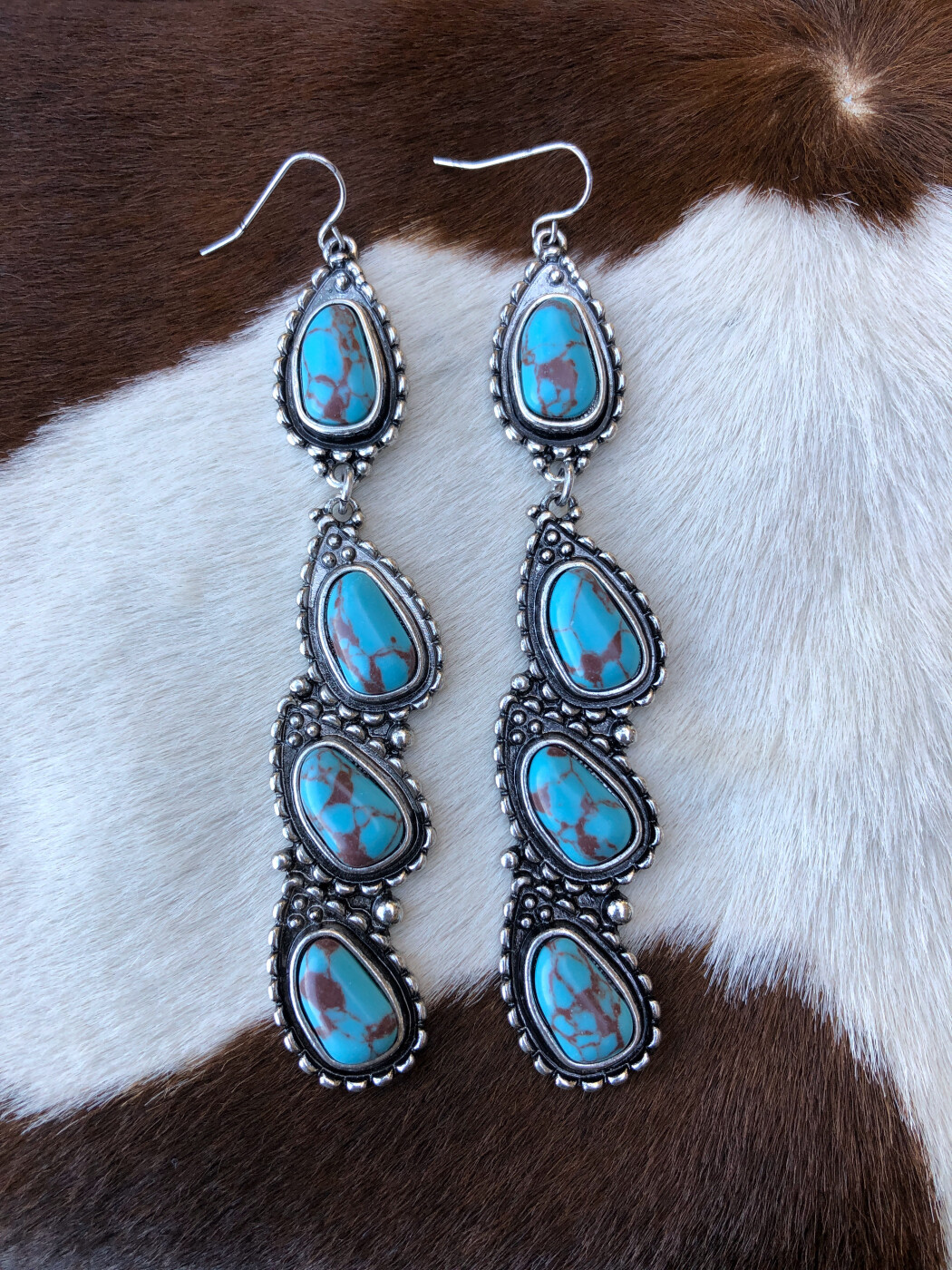 Meghan ” Western Statement Stone Drop Earrings ( Turquoise ) – Ale ...