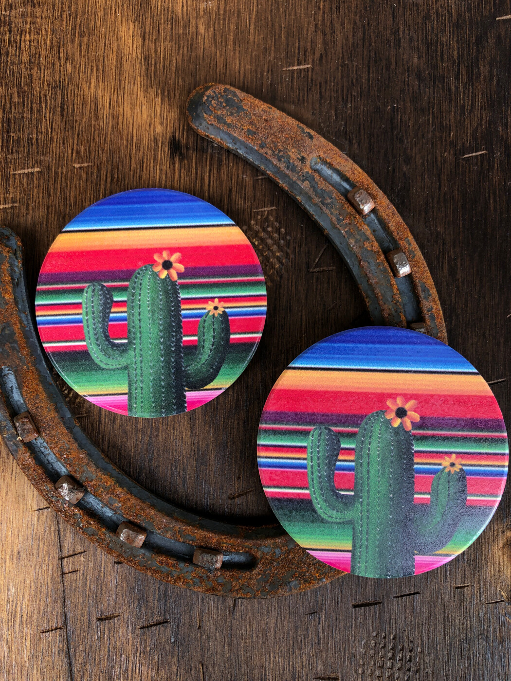 Serape Cactus ” Western Car Coasters FINAL SALE – Ale Accessories