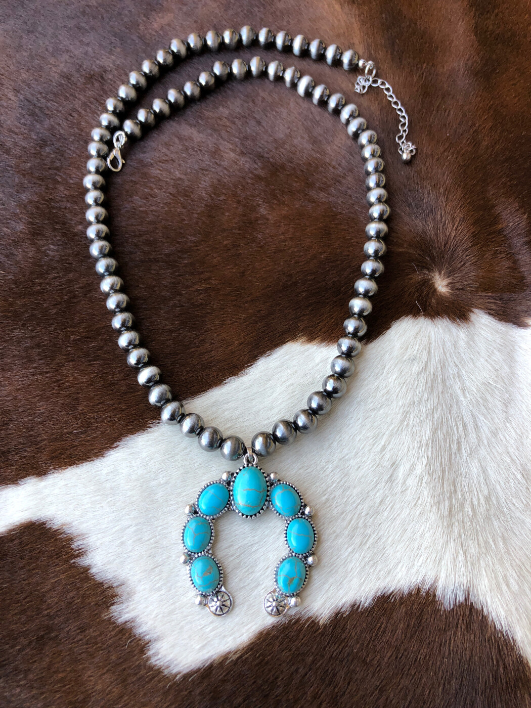 18-inch 10mm Navajo Pearls and Turquoise Bead Necklace by Paige Wallac -  Jewelry Lady Red River
