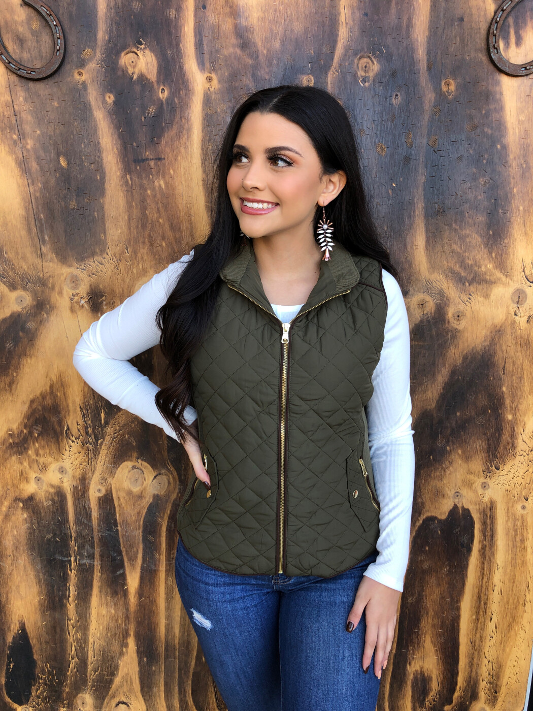 Quilted Zipper Vest ( Olive Green ) – Ale Accessories