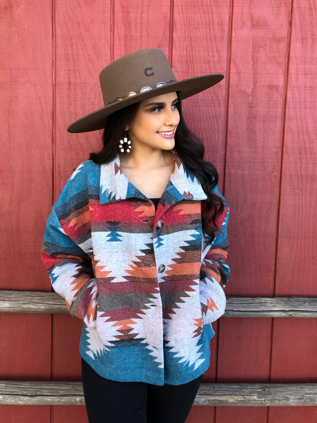 Stylish Aztec Girl ” Jacket ( Teal ) FINAL SALE – Ale Accessories