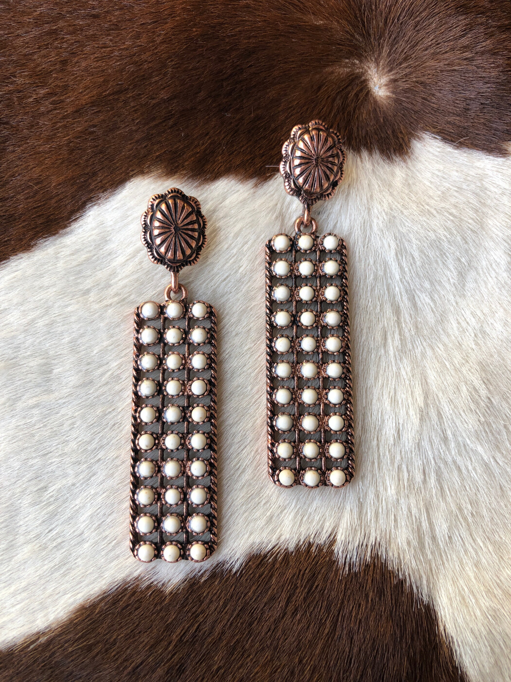 Alexandria ” Western Concho Fringe Earrings ( Gold / White ) – Ale  Accessories