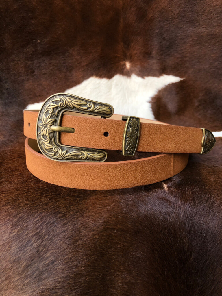 Loraine ” Western Style Belt ( Camel / Gold ) Ale Accessories