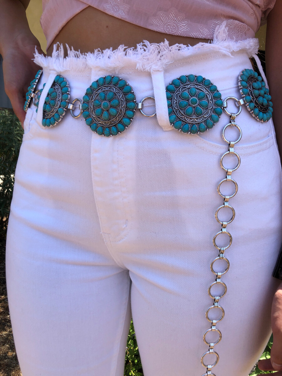 Teresa  Western Concho Chain Belt ( Turquoise )