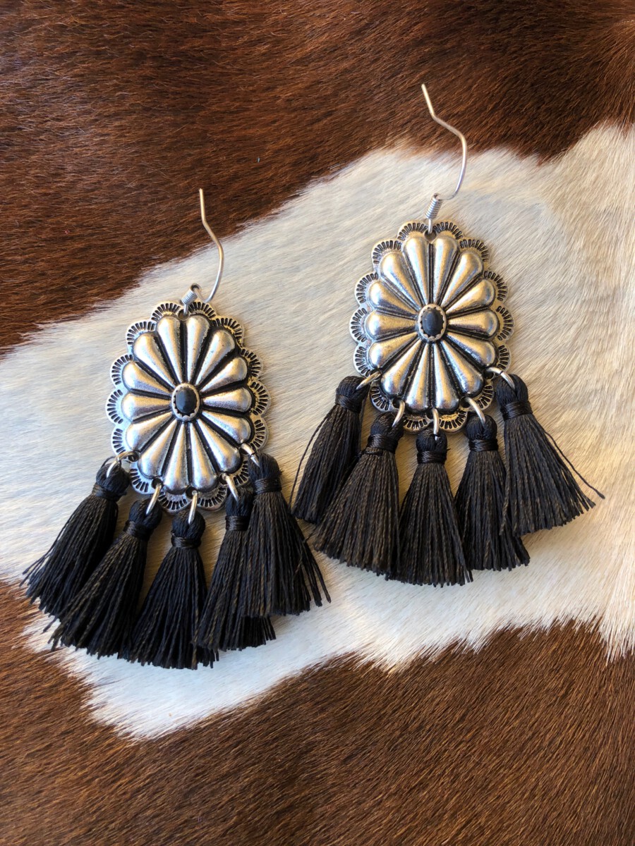 Tiger eye and black stone long handmade earrings – Odara Jewellery