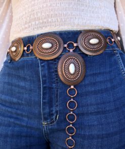 Lorelei  Western Concho Chain Belt ( Silver / Turquoise )