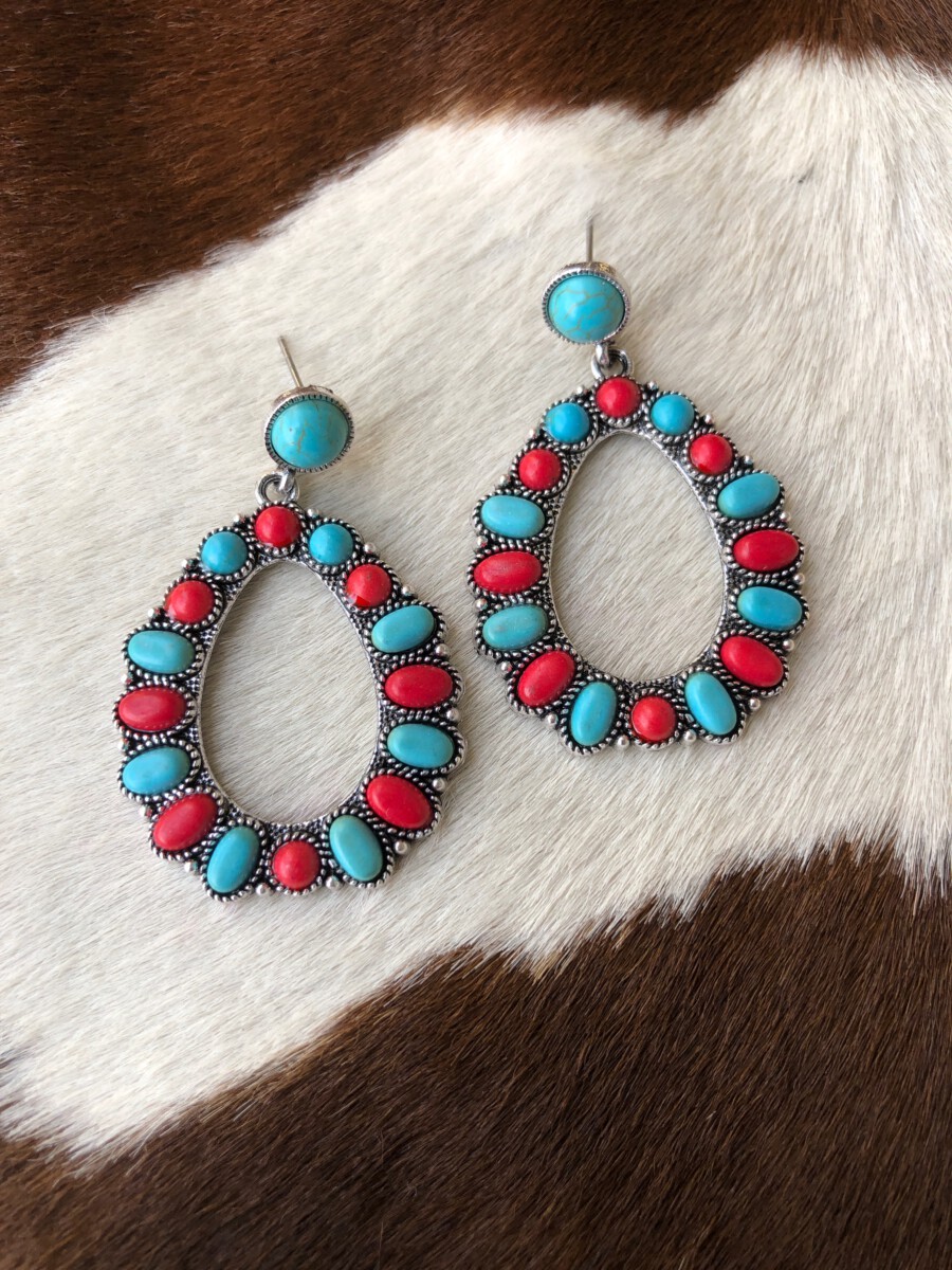 Vilma Mini Teardrop Earrings Red Turquoise Ale Accessories