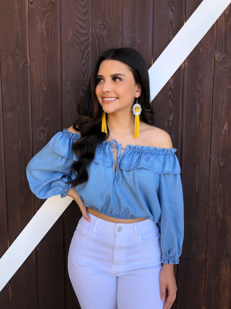 Maria ” Solid Off Shoulder Crop Top ( Blue ) – Ale Accessories