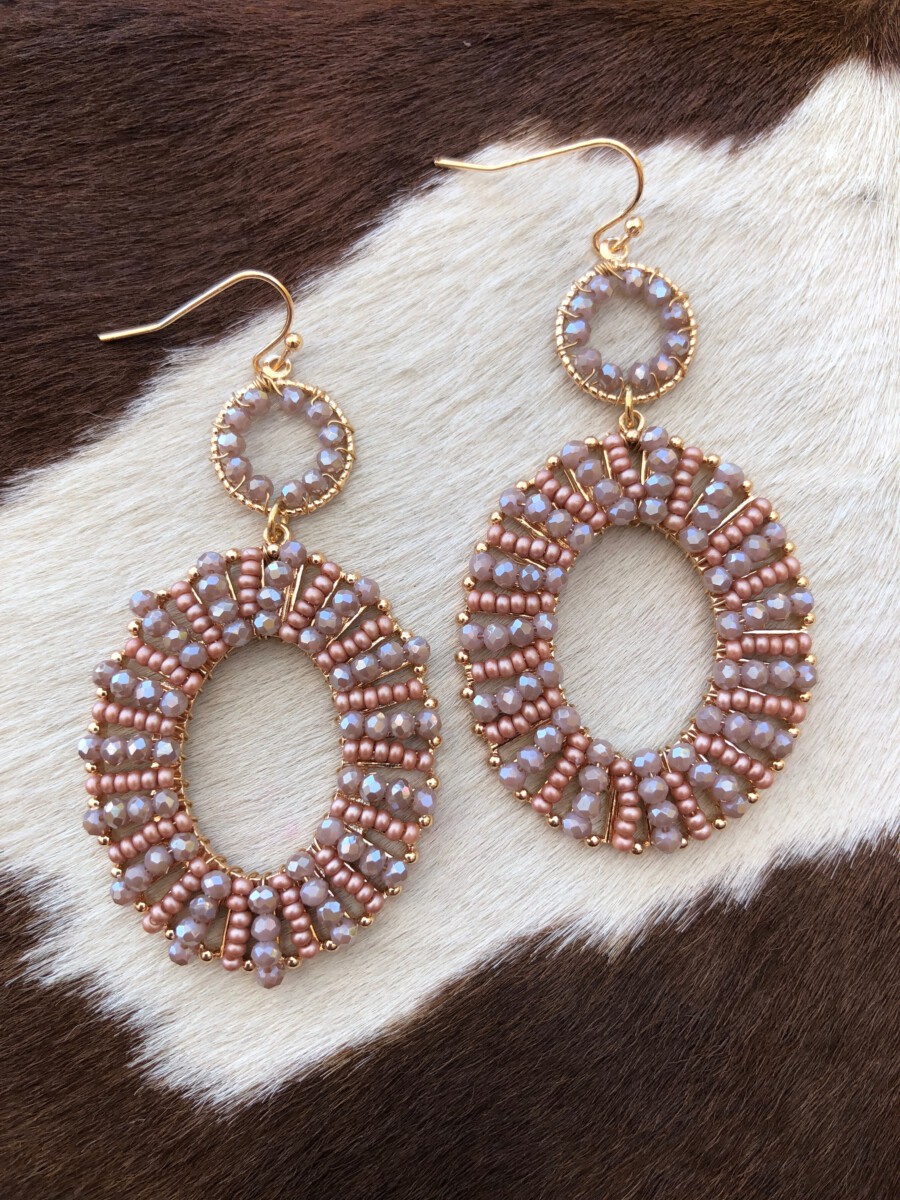 Rutilda ” Beaded Earrings ( Taupe ) – Ale Accessories