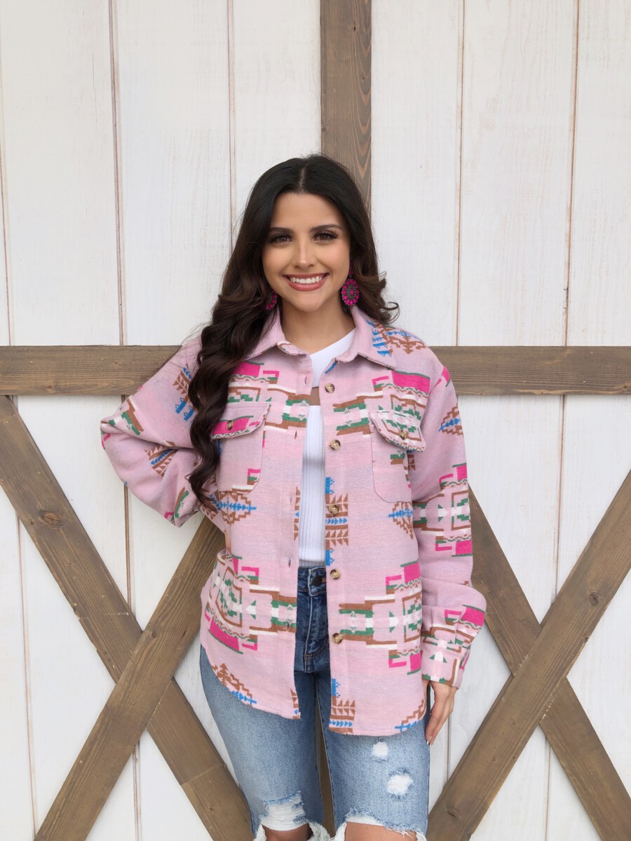 Julia ” Western Aztec Jacket ( Pink ) – Ale Accessories