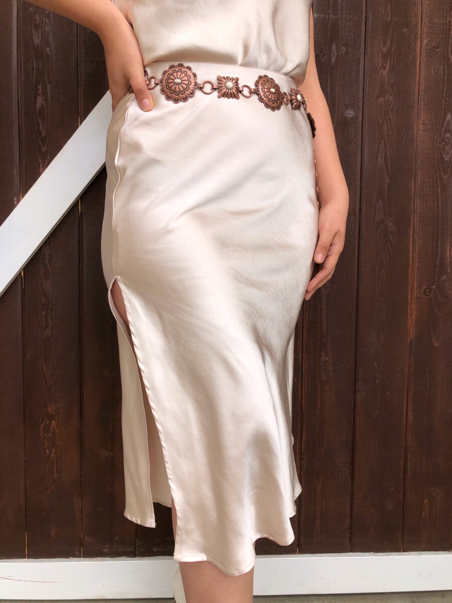 Satin midi hotsell skirt cream