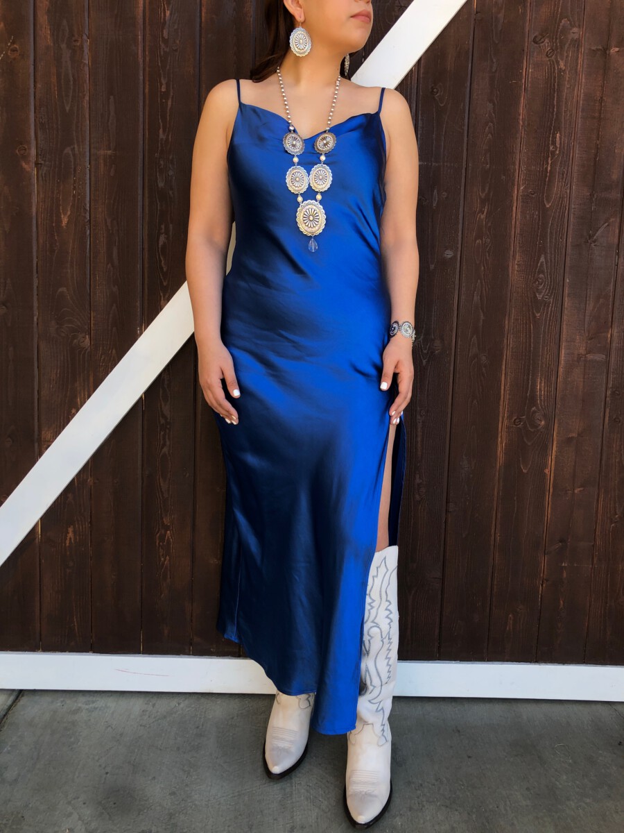 Blue Beaded Gown for the Mother-of-the-Bride