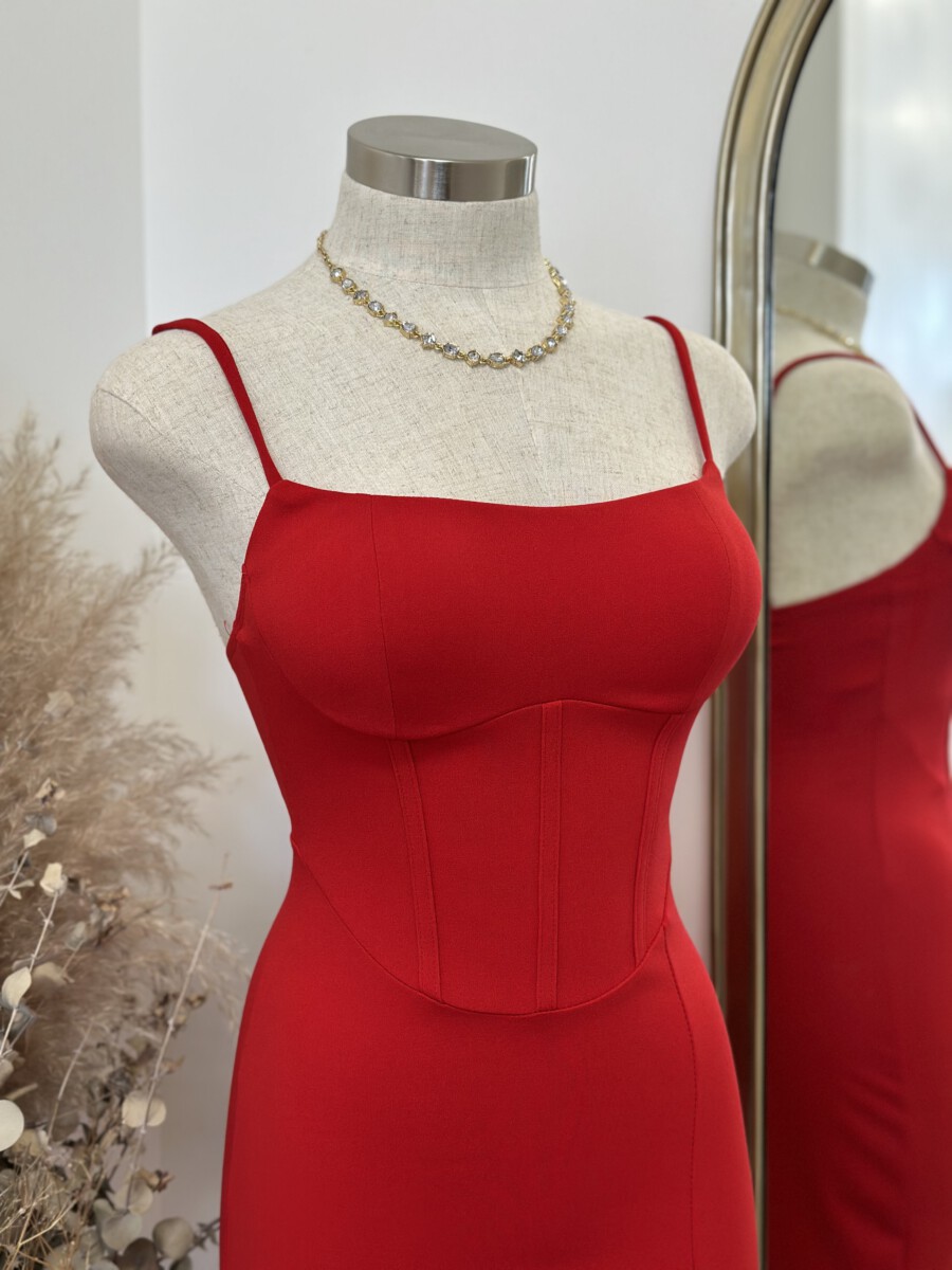 Kasie ” Bodycon Midi Dress ( Red ) – Ale Accessories