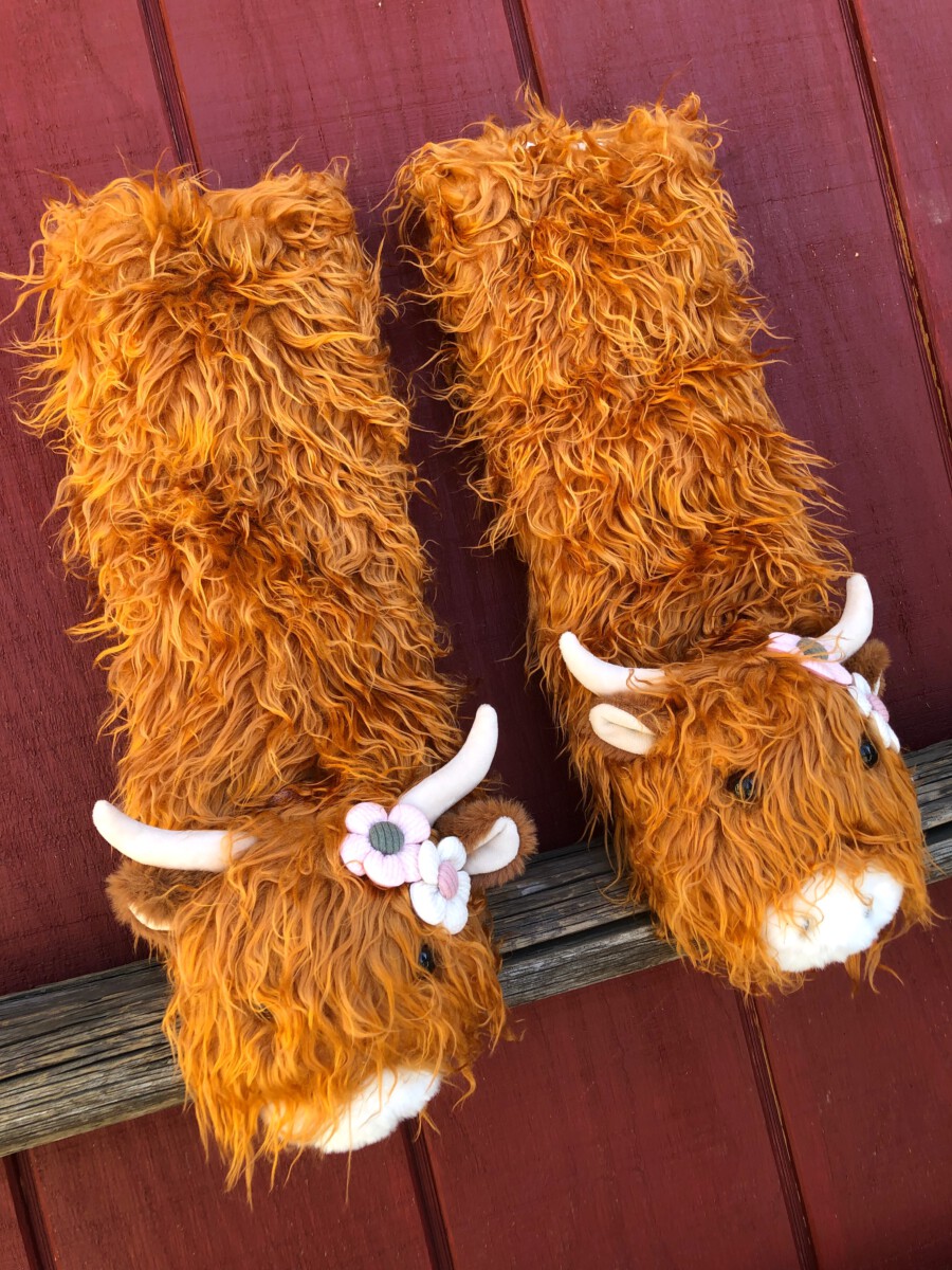 Aroma Home Fuzzy Friend Highland Cow Novelty Slippers (Free Size 3-7) | eBay
