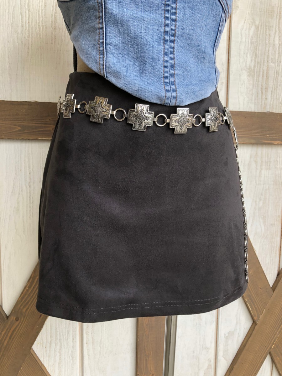 Adele Faux Suede Mini Skirt Charcoal Gray